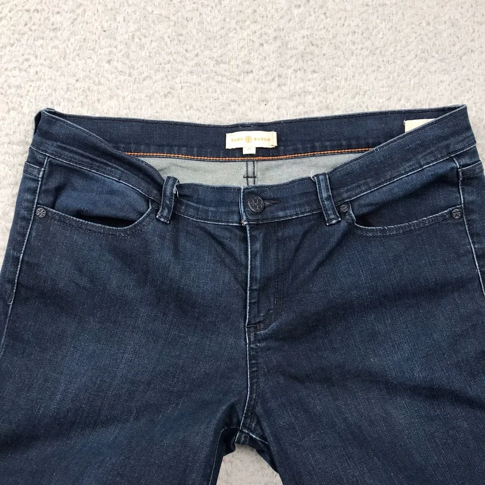 Tory Burch Leggings Jeans Womens 31 (34x29) Dark Wash Mid‎ Rise Skinny Stretch